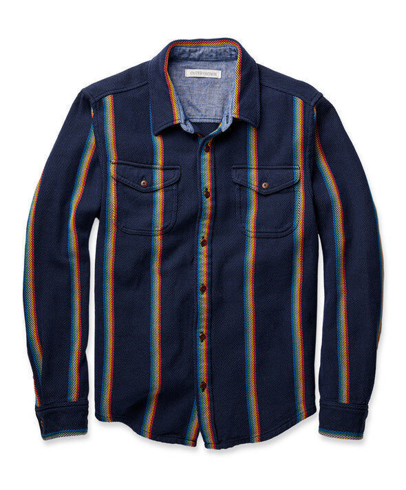 Good Neighbor Blanket Shirt Marine Rainbow Stripe